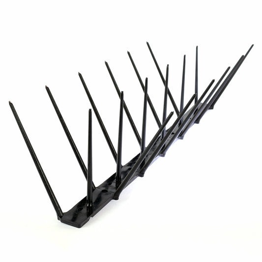 A 33.3cm strip of Ecogreen black polycarbonate bird spike on a white background.
